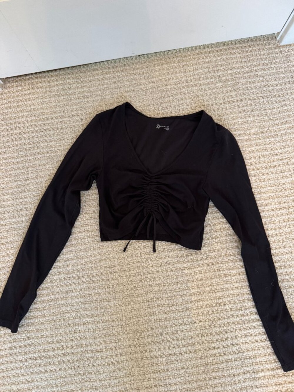 Aerie black long sleeve cinch front top. Size small.